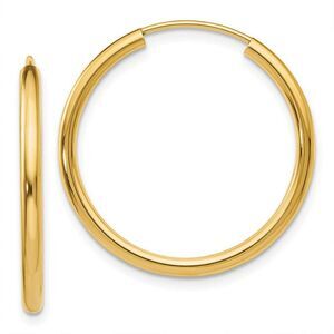2mm x 26mm 14k Yellow Gold Polished Round Endless Hoop Earrings